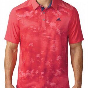 Adidas Golf Climacool Geoprint Polo Shock Red Short Sleeves M